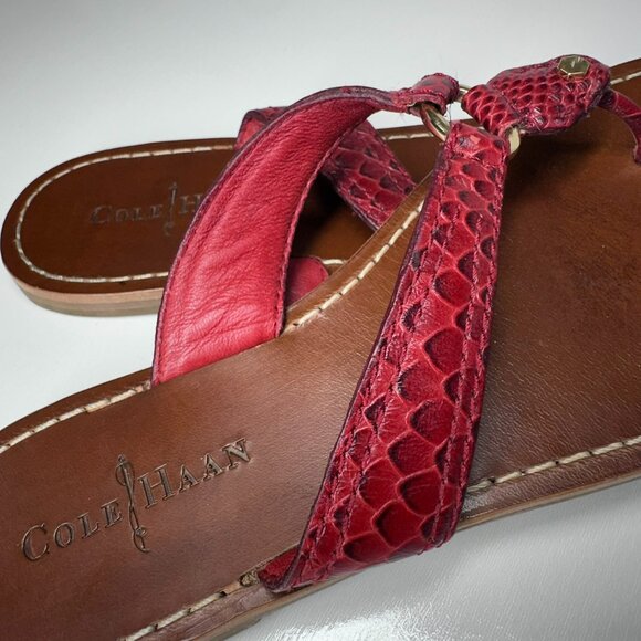 Cole Haan Snake Embossed Sandals Red Women's Size 8B - Picture 5 of 6